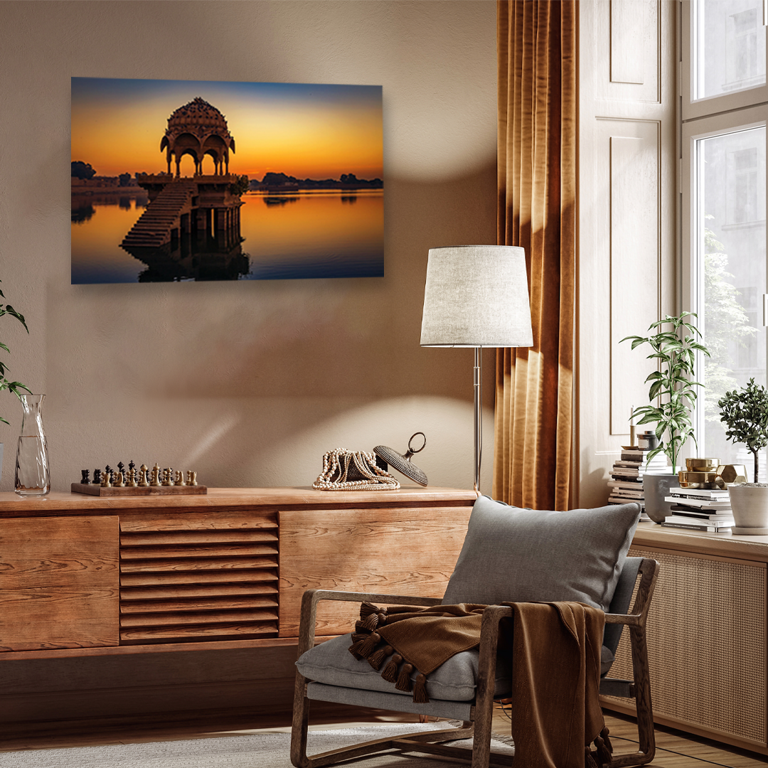 Beautiful Sunset Wall Painting 3 : 2 Horizontal Premium Wall Art Canvas by MeriDeewar