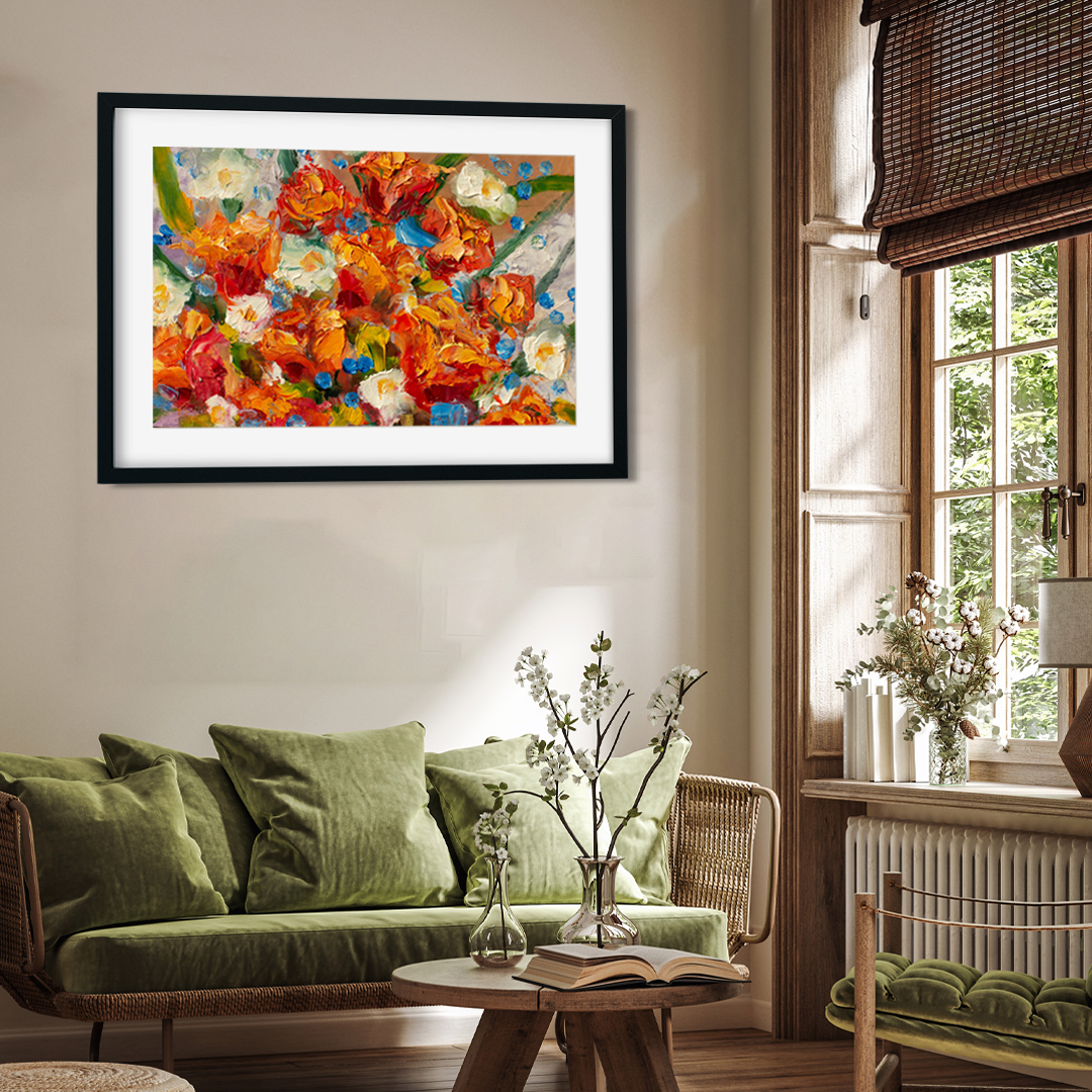 Beautiful Wild Roses Abstract Design Wall Painting 3 : 2 Horizontal Premium Wall Art Canvas by MeriDeewar