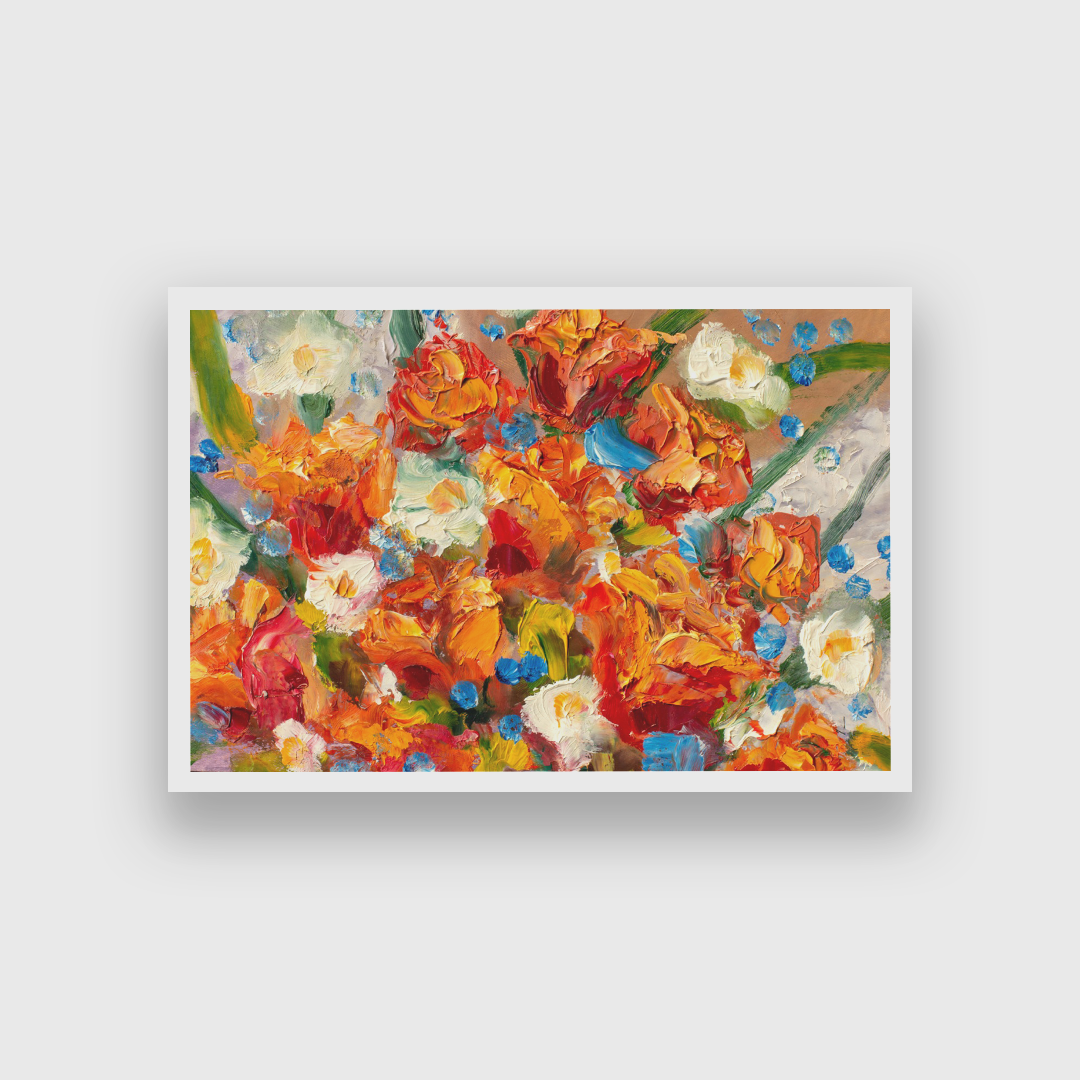 Beautiful Wild Roses Abstract Design Wall Painting 3 : 2 Horizontal Premium Wall Art Canvas by MeriDeewar