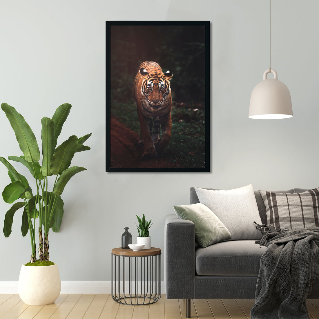 Bengal tiger walking Painting-Meri Deewar 2 : 3 Vertical Premium Wall Art Canvas by MeriDeewar
