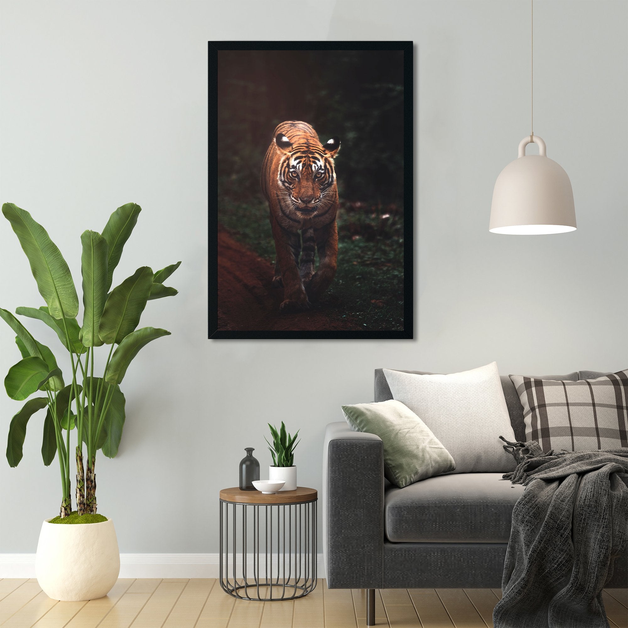 Bengal tiger walking Painting-Meri Deewar 2 : 3 Vertical Premium Wall Art Canvas by MeriDeewar