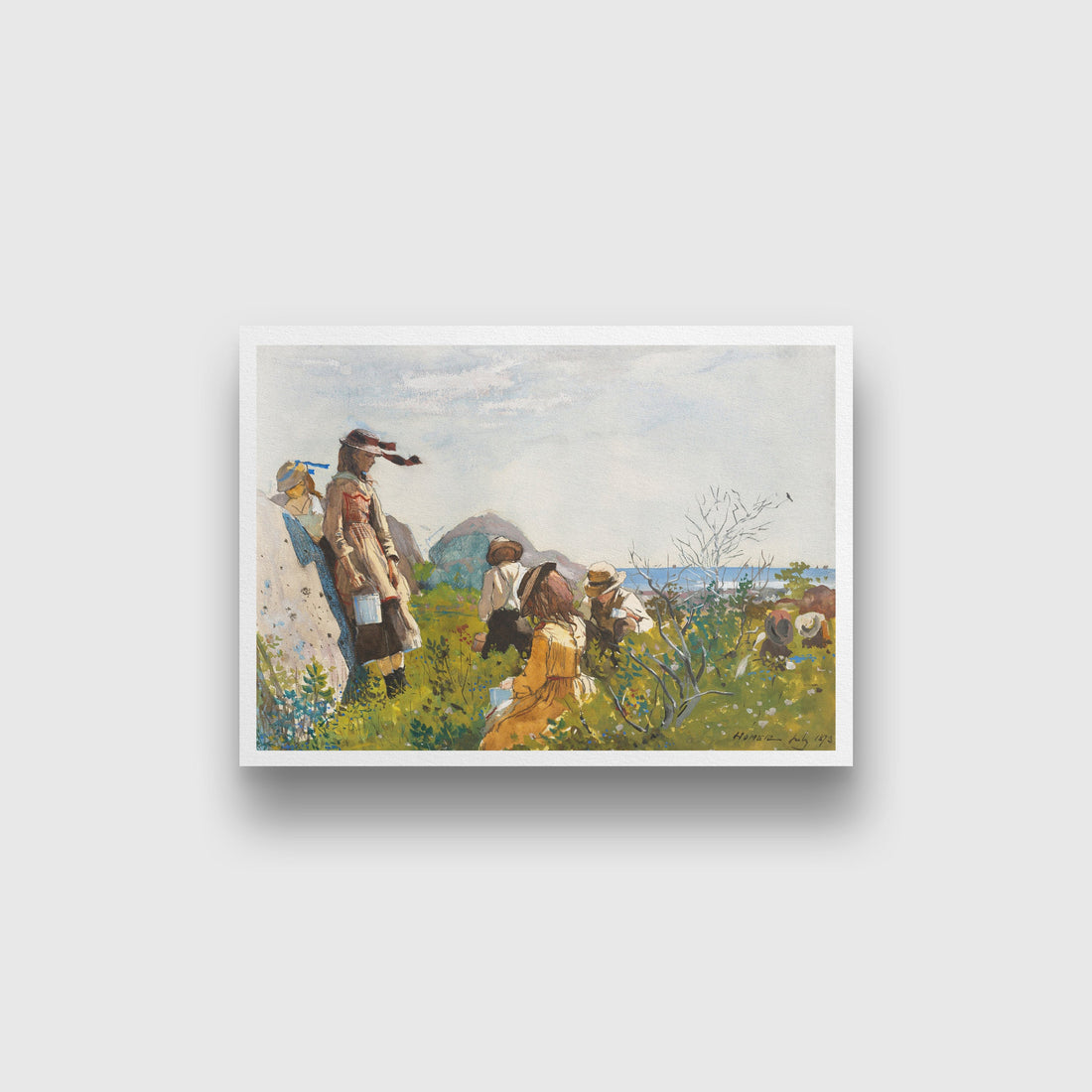 Berry Pickers painting -Meri Deewar 3 : 2 Horizontal Premium Wall Art Canvas by MeriDeewar