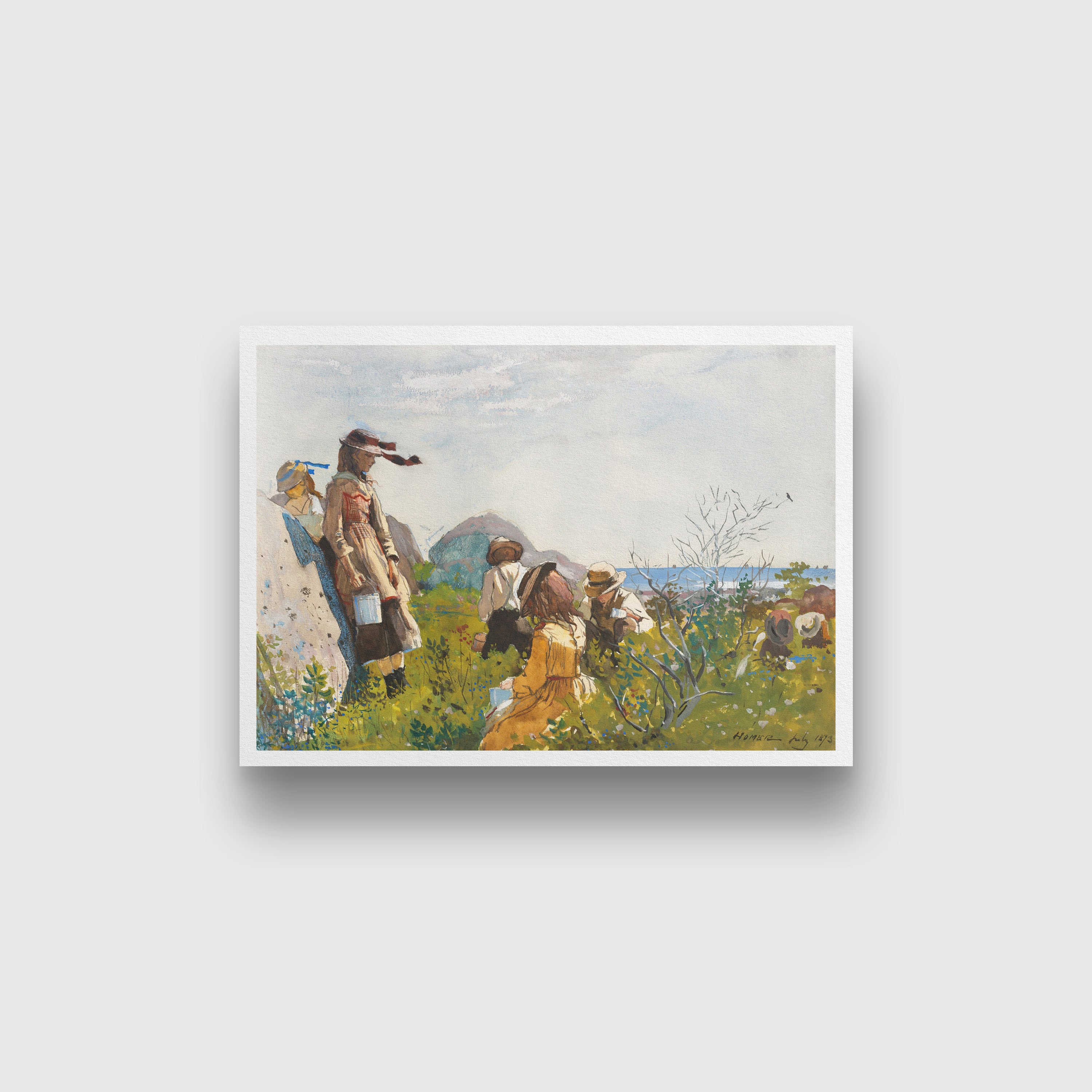 Berry Pickers painting -Meri Deewar 3 : 2 Horizontal Premium Wall Art Canvas by MeriDeewar