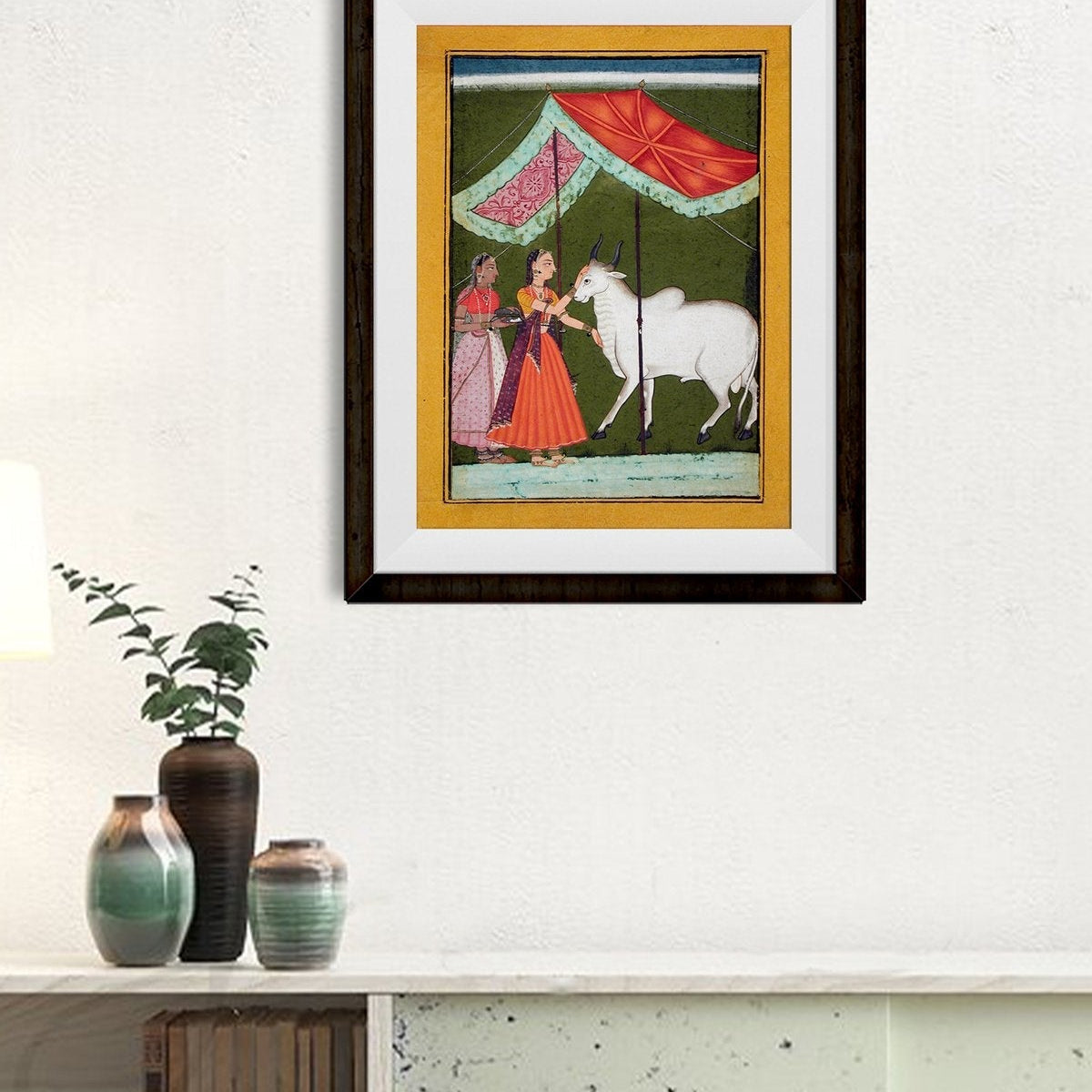 Bhairavi Ragini, First Wife of Bhairava Raga, Folio from a Ragamala (Garland of Melodies) Painting-Meri Deewar 3 : 4 Vertical Premium Wall Art Canvas by MeriDeewar