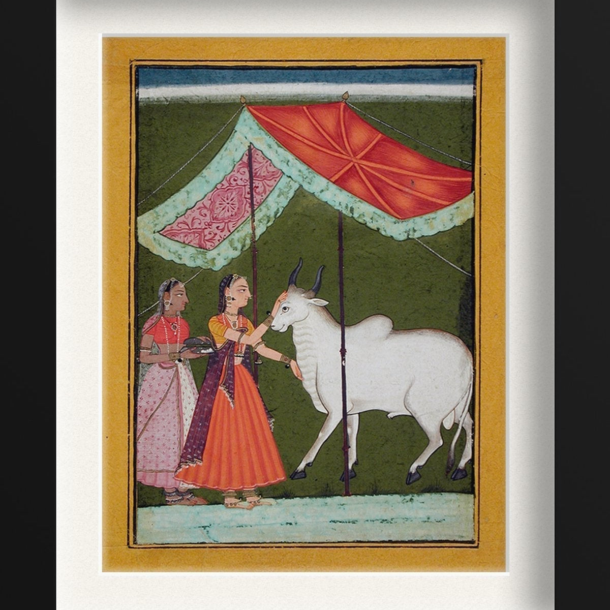 Bhairavi Ragini, First Wife of Bhairava Raga, Folio from a Ragamala (Garland of Melodies) Painting-Meri Deewar 3 : 4 Vertical Premium Wall Art Canvas by MeriDeewar