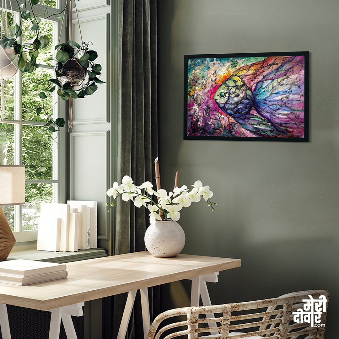Big Panaromic a Fish Wall Painting 3 : 2 Horizontal Premium Wall Art Canvas by MeriDeewar