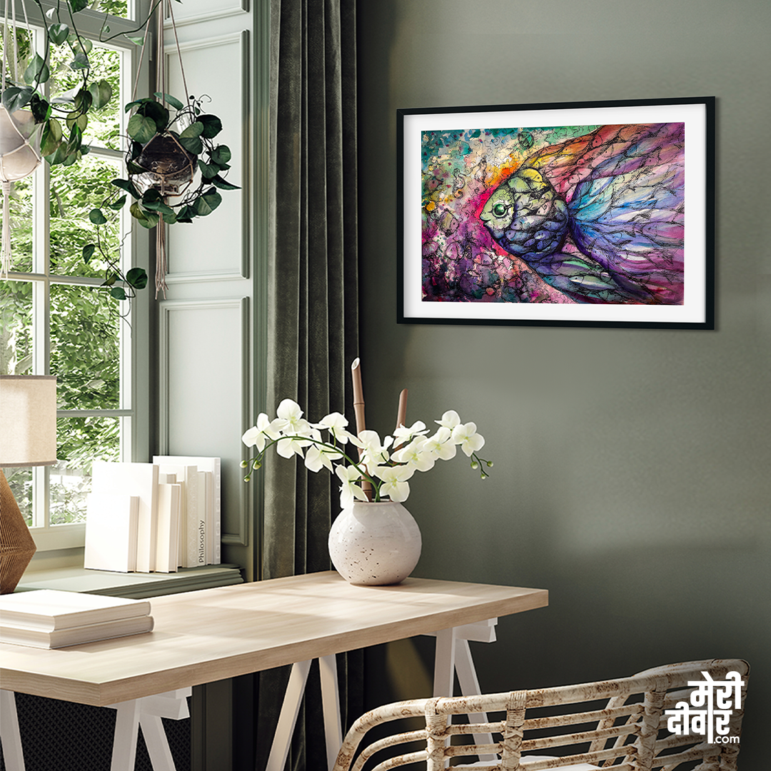 Big Panaromic a Fish Wall Painting 3 : 2 Horizontal Premium Wall Art Canvas by MeriDeewar