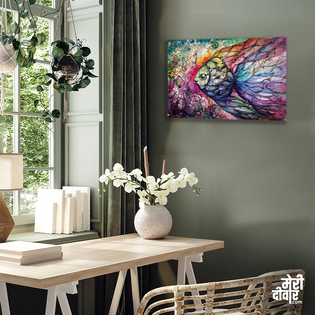 Big Panaromic a Fish Wall Painting 3 : 2 Horizontal Premium Wall Art Canvas by MeriDeewar