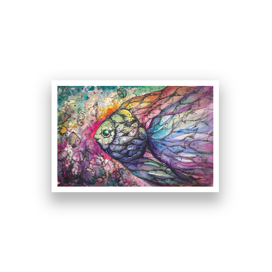 Big Panaromic a Fish Wall Painting 3 : 2 Horizontal Premium Wall Art Canvas by MeriDeewar