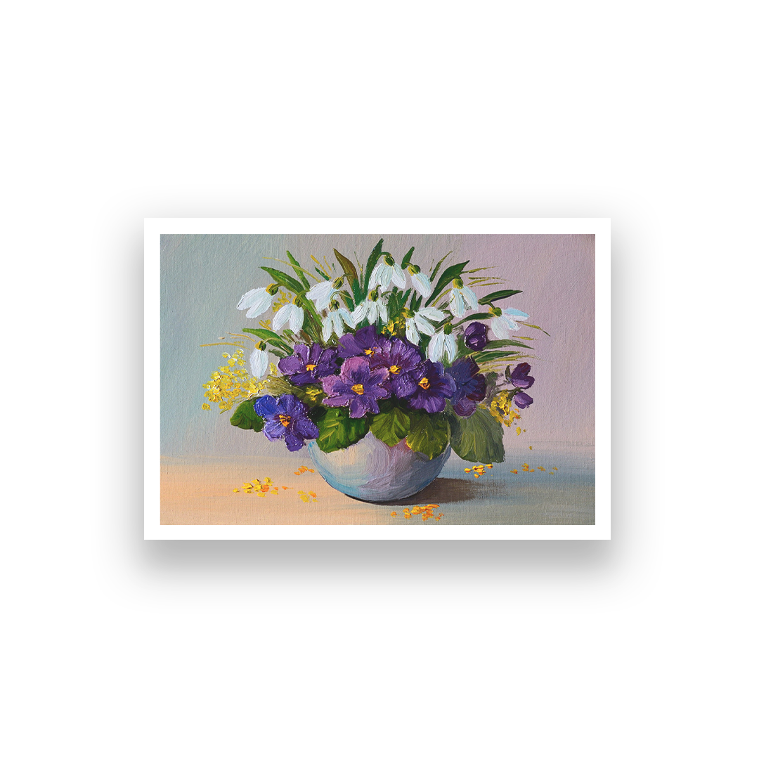 Big Panoramic A Bunch Of Flowers In A Vase Canvas Wall Painting 3 : 2 Horizontal Premium Wall Art Canvas by MeriDeewar