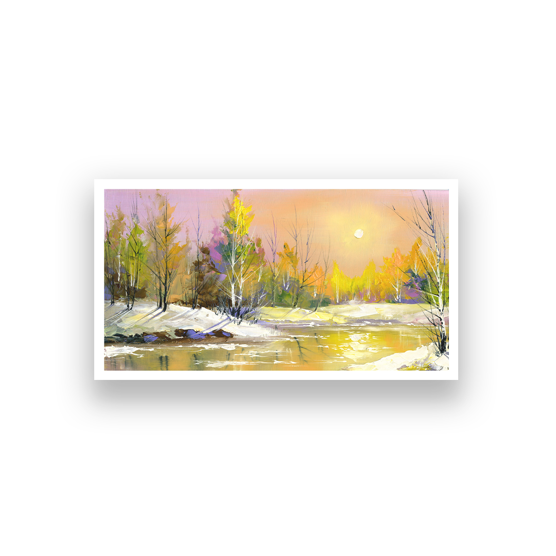 Big Panoramic Beautiful Autumn Sunrise Wall Painting 4 : 3 Horizontal Premium Wall Art Canvas by MeriDeewar