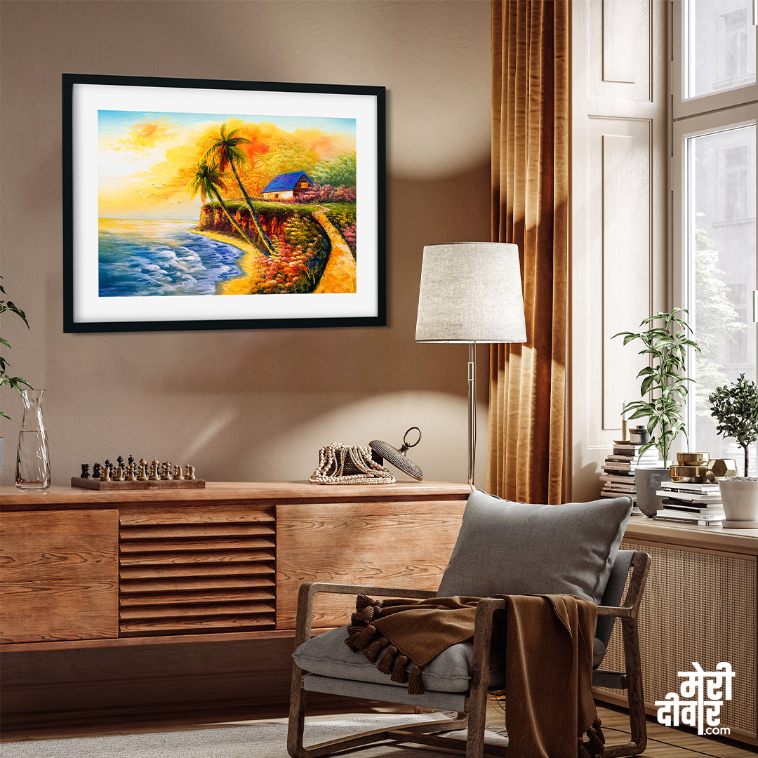 Big Panoramic Beautiful Riverside Scenery Wall Painting 3 : 2 Horizontal Premium Wall Art Canvas by MeriDeewar