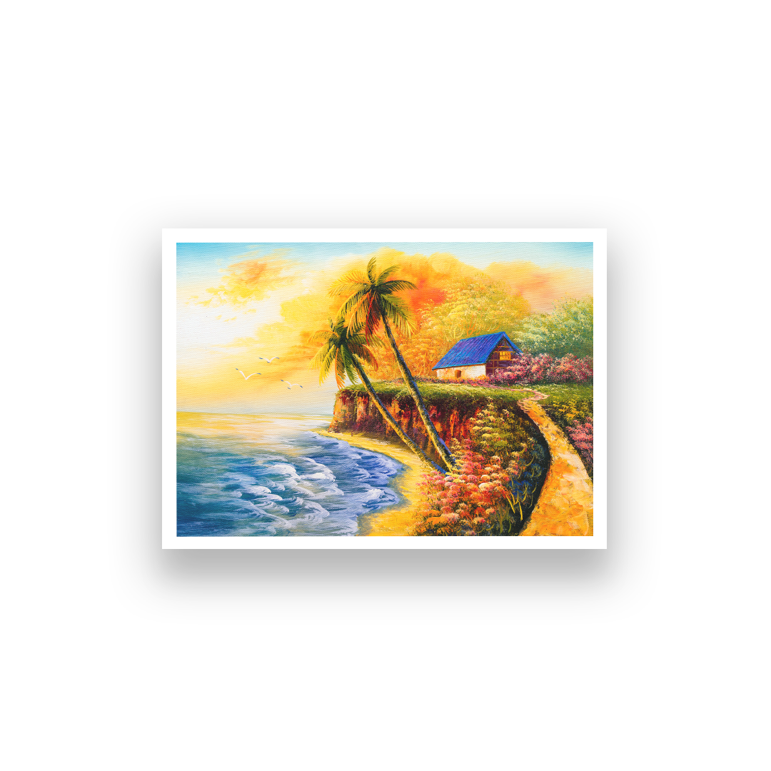 Big Panoramic Beautiful Riverside Scenery Wall Painting 3 : 2 Horizontal Premium Wall Art Canvas by MeriDeewar