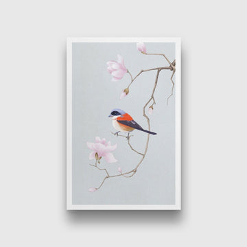 Bird and Blossom Painting-Meri Deewar 2 : 3 Vertical Premium Wall Art Canvas by MeriDeewar
