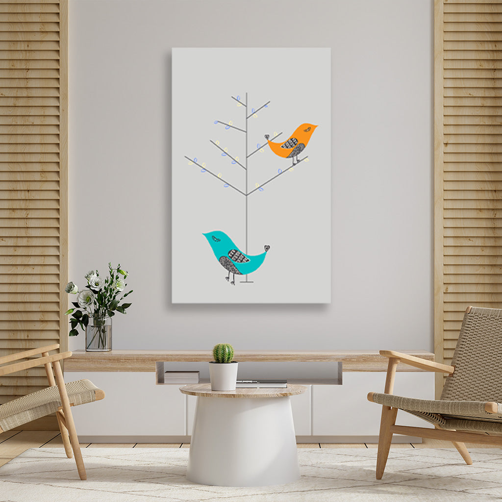 Birds For Kids Painting 2 : 3 Vertical Premium Wall Art Canvas by MeriDeewar