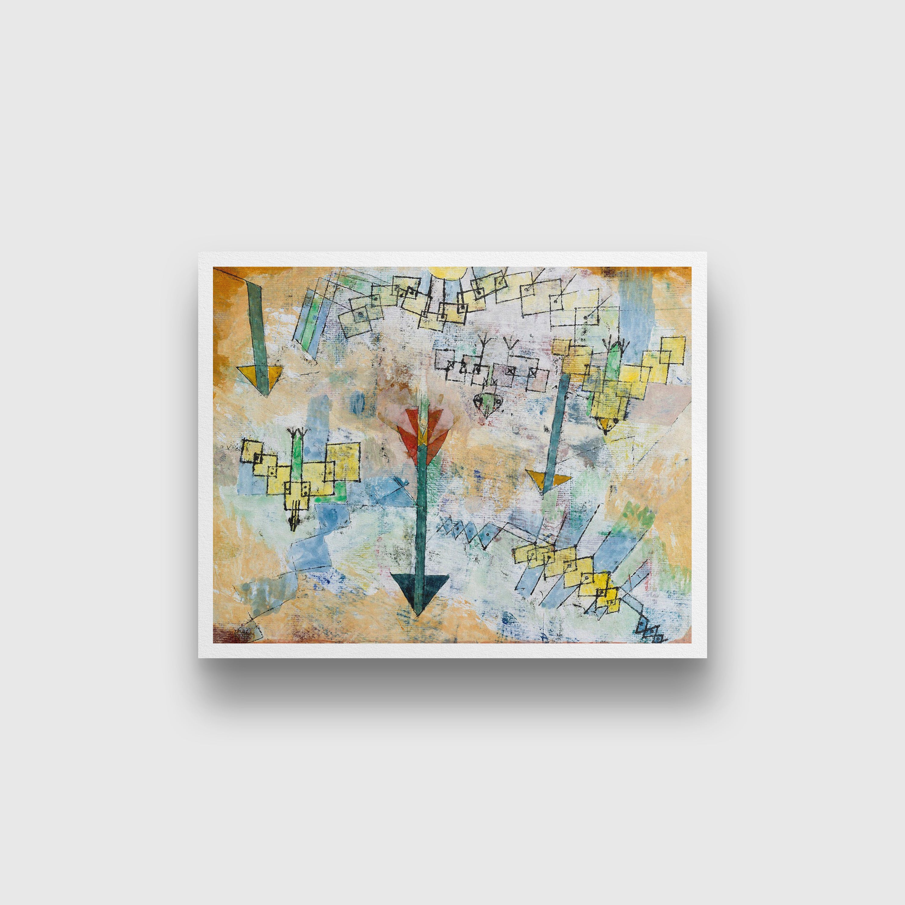 Birds Swooping Down and Arrows painting - Meri Deewar 5 : 4 Horizontal Premium Wall Art Canvas by MeriDeewar