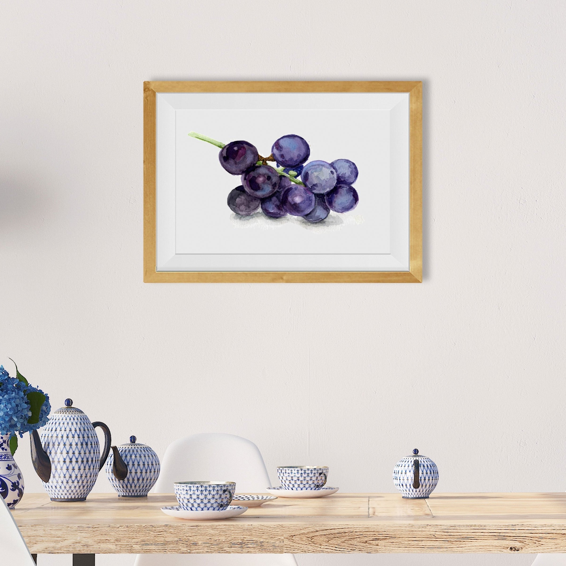 Black Grapes Painting-Meri Deewar 3 : 2 Horizontal Premium Wall Art Canvas by MeriDeewar