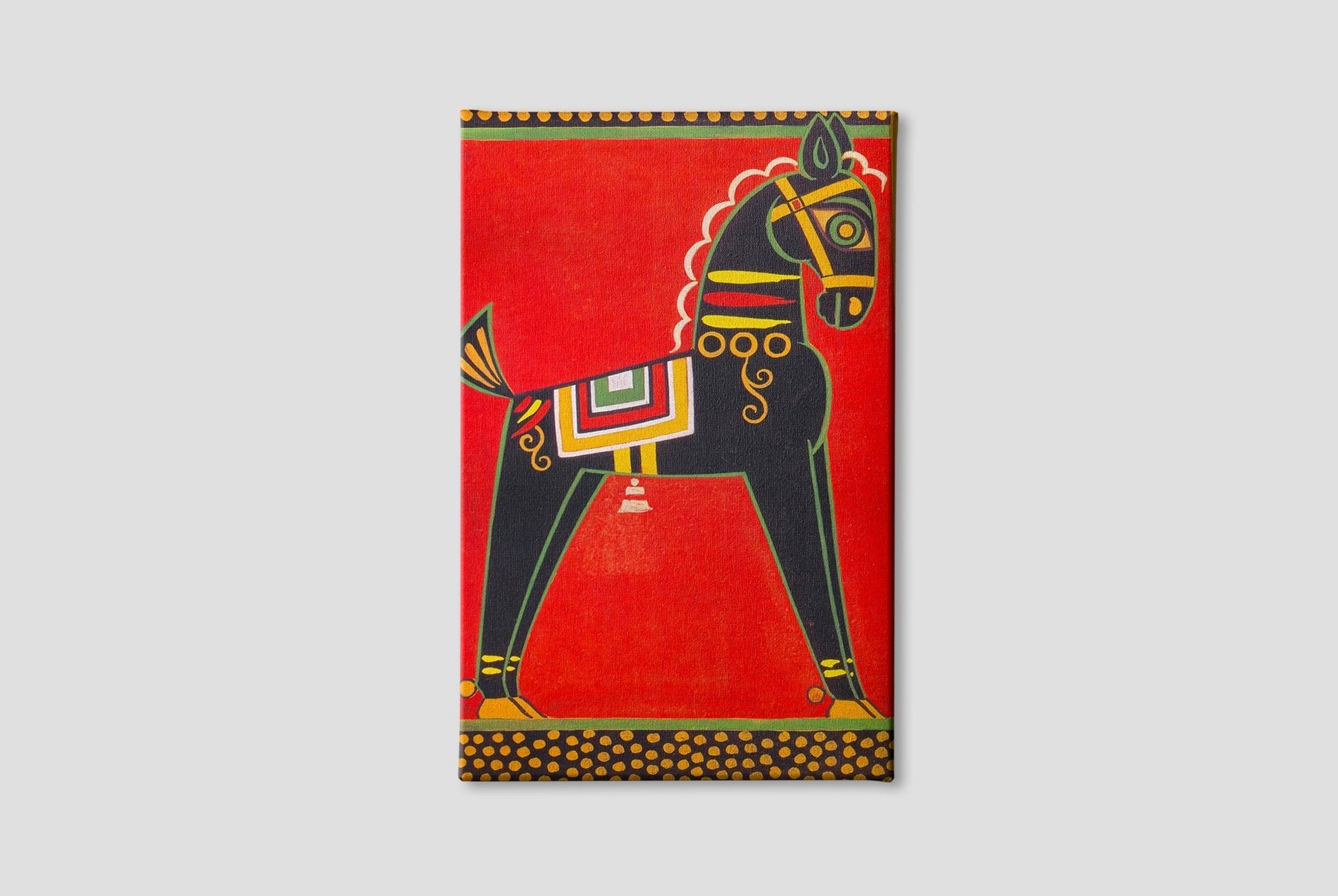 Black Horse Canvas Painting-Meri Deewar 2 : 3 Vertical Premium Wall Art Canvas by MeriDeewar