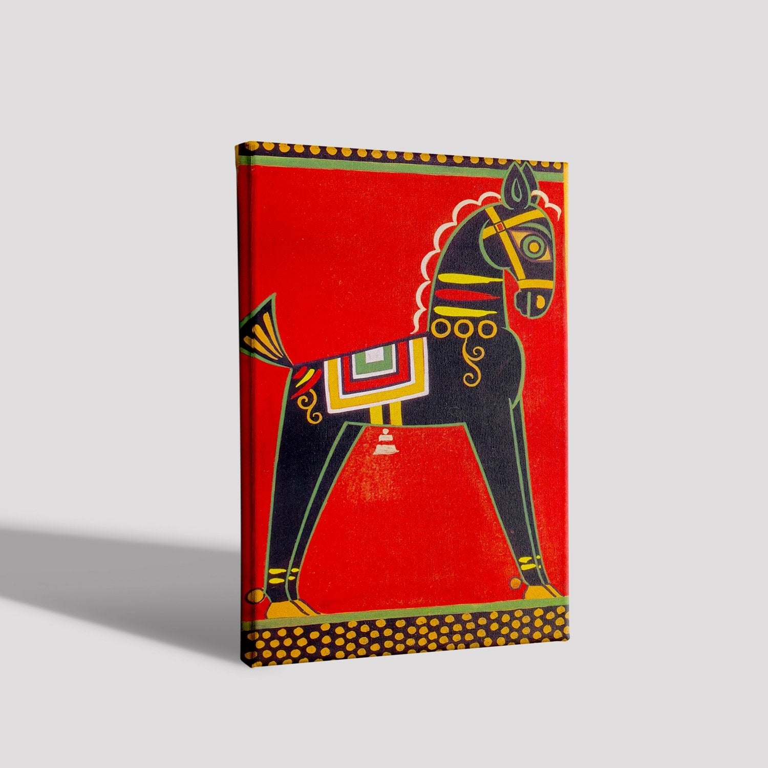 Black Horse Canvas Painting-Meri Deewar 2 : 3 Vertical Premium Wall Art Canvas by MeriDeewar