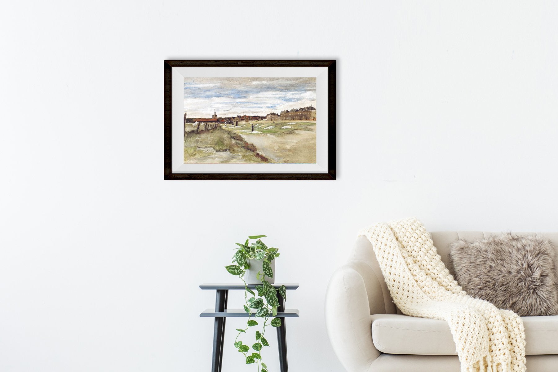 Bleachery at Scheveningen, 1882 By Van Gogh Painting-Meri Deewar 3 : 2 Horizontal Premium Wall Art Canvas by MeriDeewar
