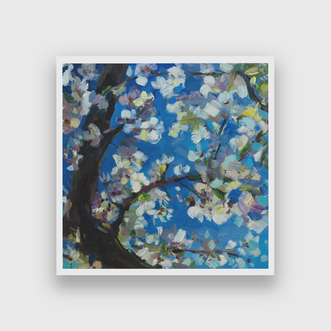 Blooming Tree Oil Painting 1 : 1 Square Premium Wall Art Canvas by MeriDeewar