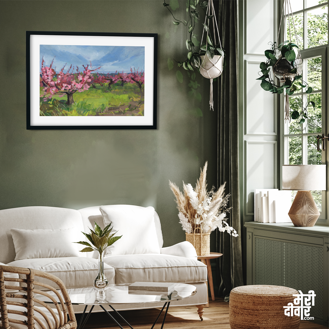 Blooming Trees Gouache Painting 3 : 2 Horizontal Premium Wall Art Canvas by MeriDeewar