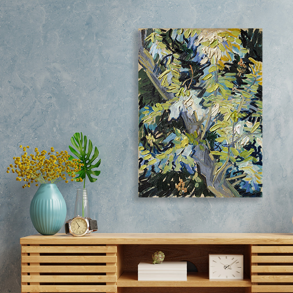 Blossoming Acacia Branches (1890) famous painting II 3 : 4 Vertical Premium Wall Art Canvas by MeriDeewar