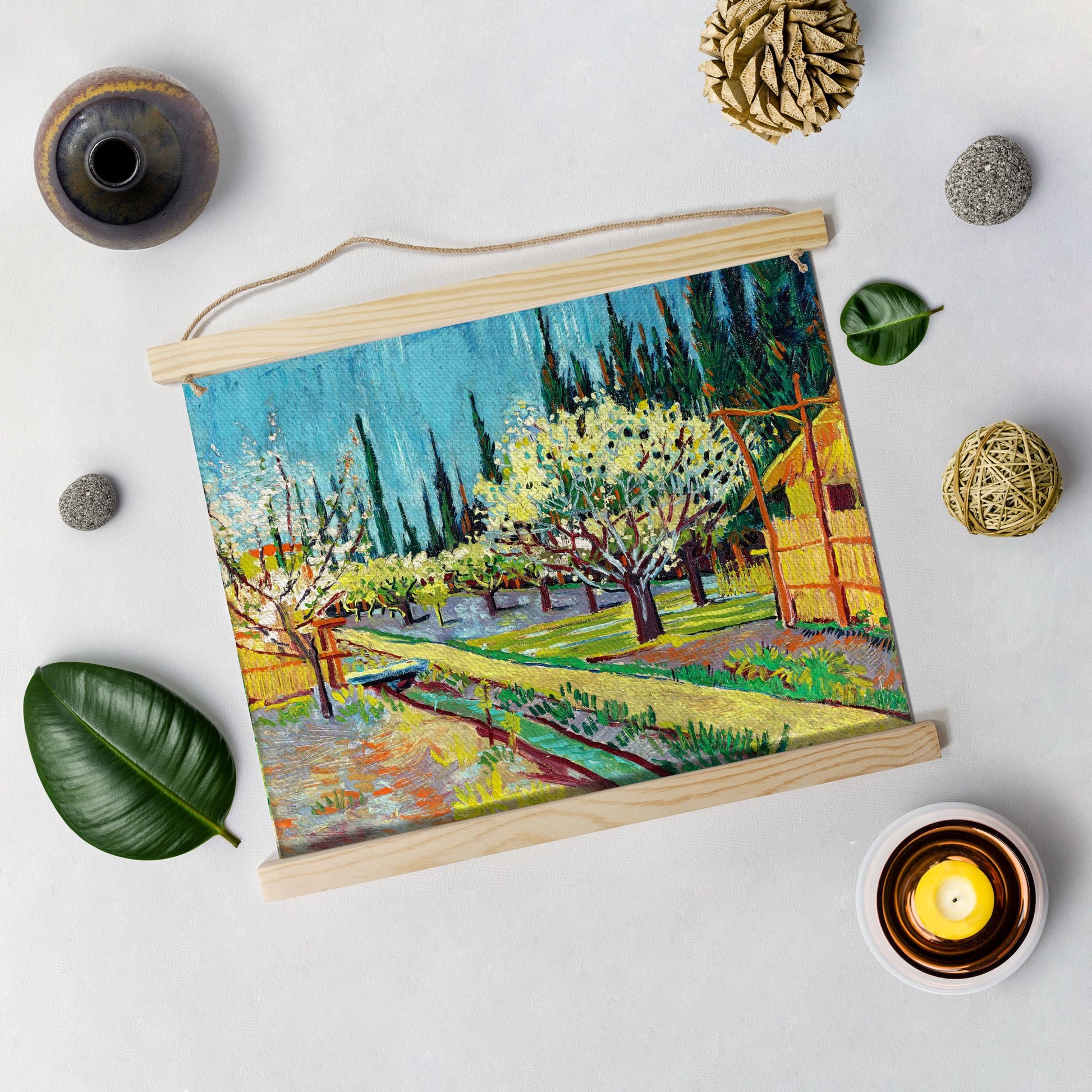 Blossoming Orchard By Van Gogh Hanging Canvas Painting-Meri Deewar Hanging Canvas Premium Wall Art Canvas by MeriDeewar