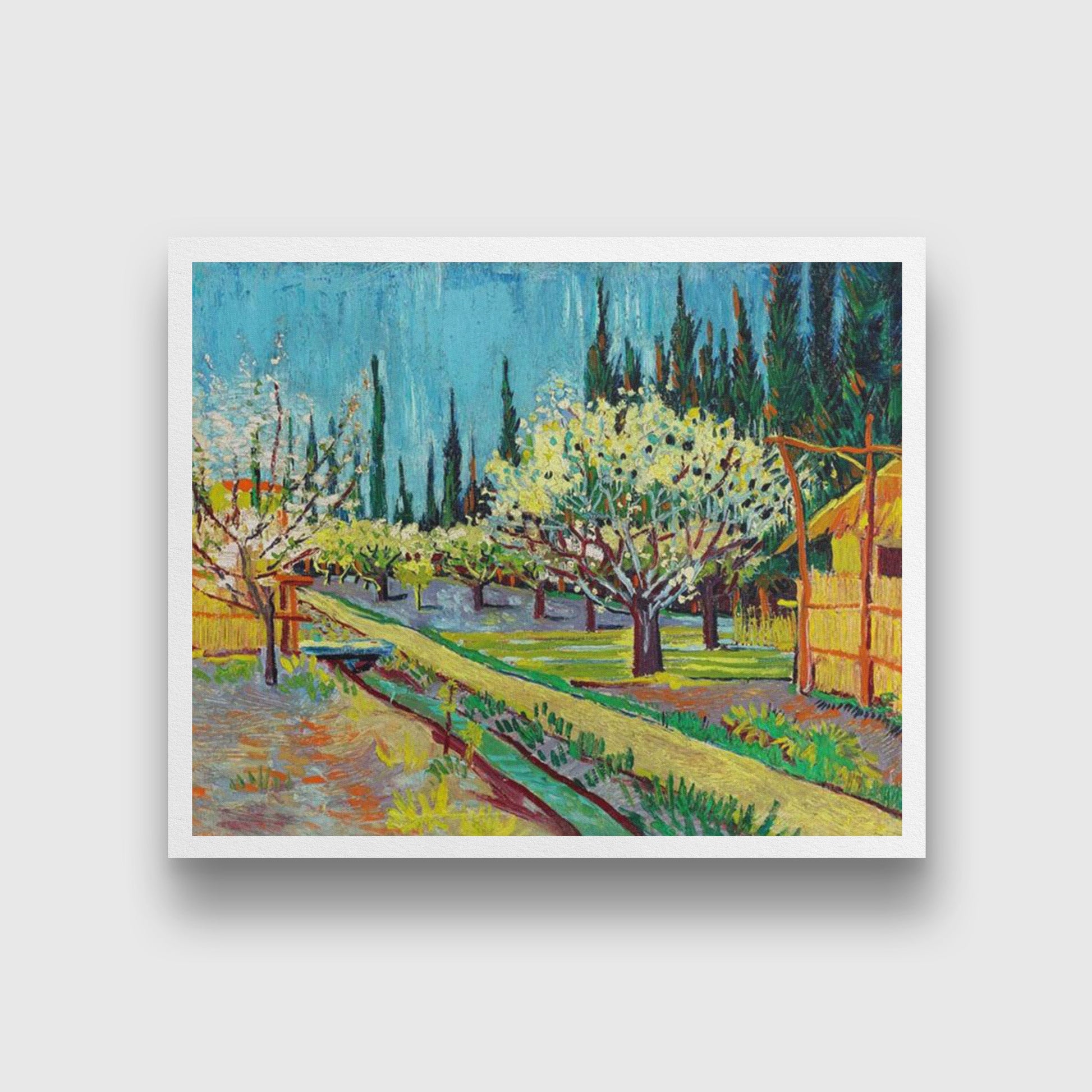 Blossoming orchard By Van Gogh Painting-Meri Deewar 5 : 4 Horizontal Premium Wall Art Canvas by MeriDeewar