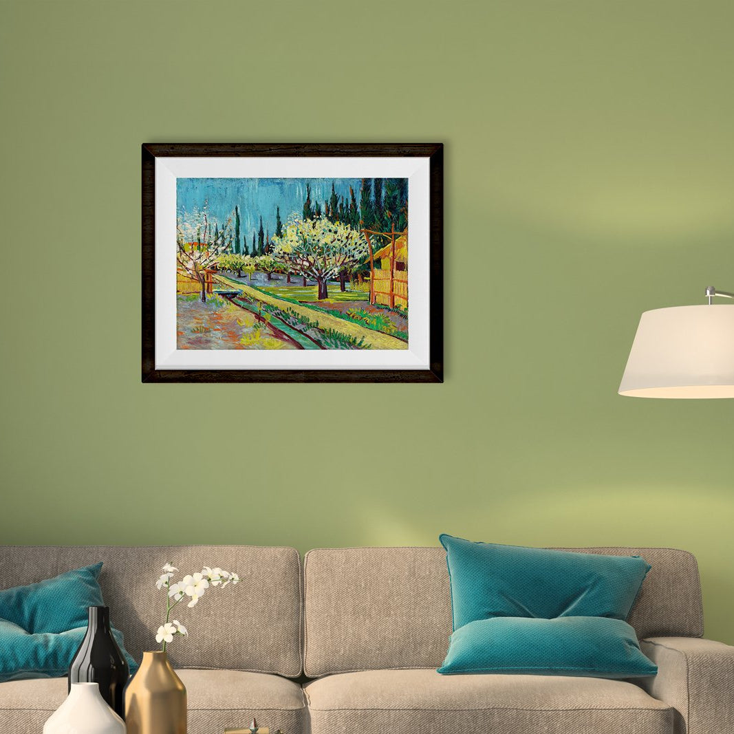 Blossoming orchard By Van Gogh Painting-Meri Deewar 5 : 4 Horizontal Premium Wall Art Canvas by MeriDeewar