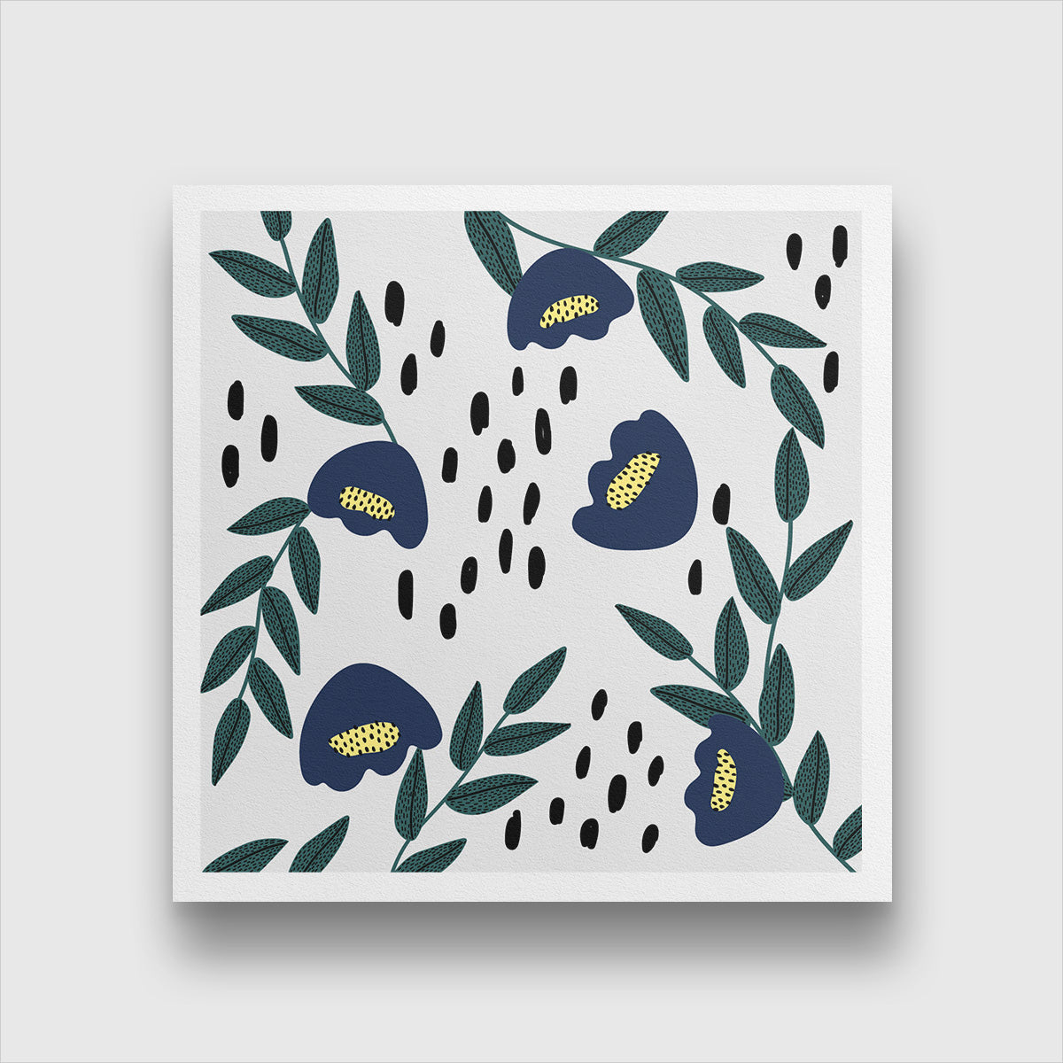 Blue and Green Funky Painting 1 : 1 Square Premium Wall Art Canvas by MeriDeewar