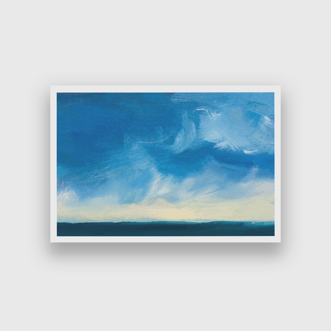 Blue Background Oil Paint Brushstrokes Painting 3 : 2 Horizontal Premium Wall Art Canvas by MeriDeewar