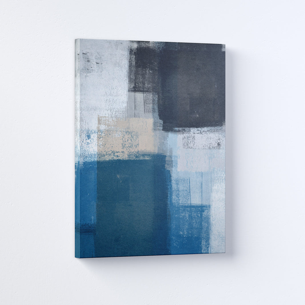 Blue & Black Abstract Paintings 4 :5 Vertical Premium Wall Art Canvas by MeriDeewar