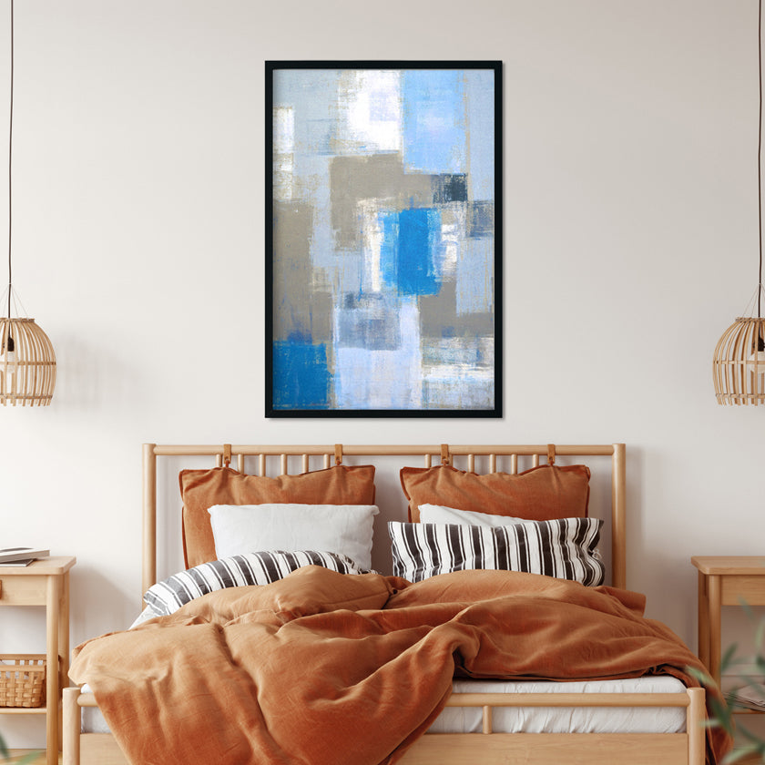 Blue & Grey Abstract Paintings 2 : 3 Vertical Premium Wall Art Canvas by MeriDeewar