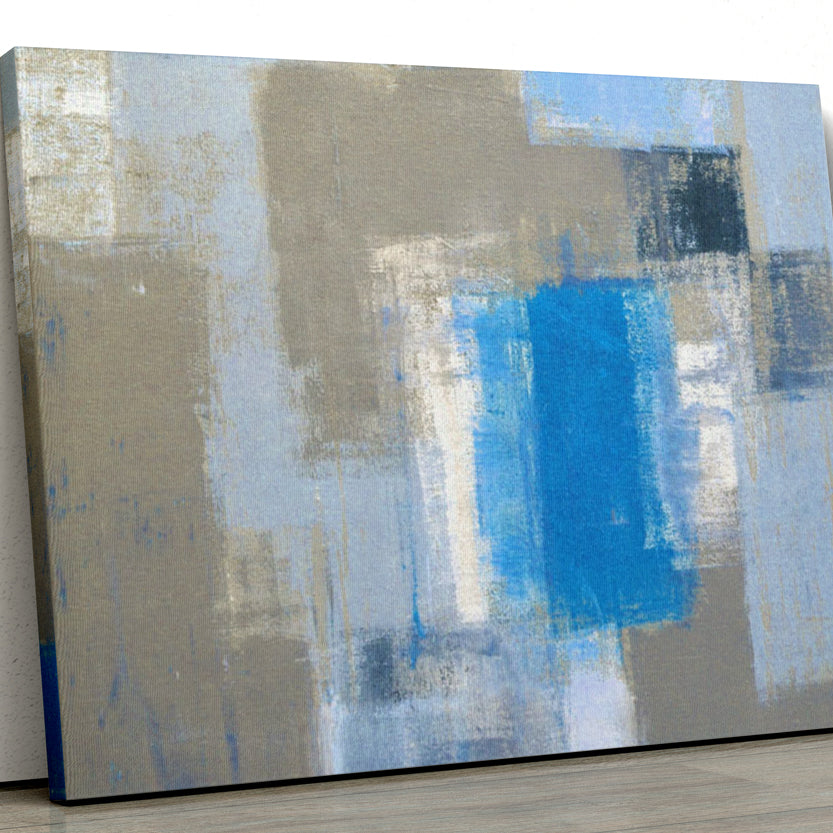 Blue & Grey Abstract Paintings 2 : 3 Vertical Premium Wall Art Canvas by MeriDeewar
