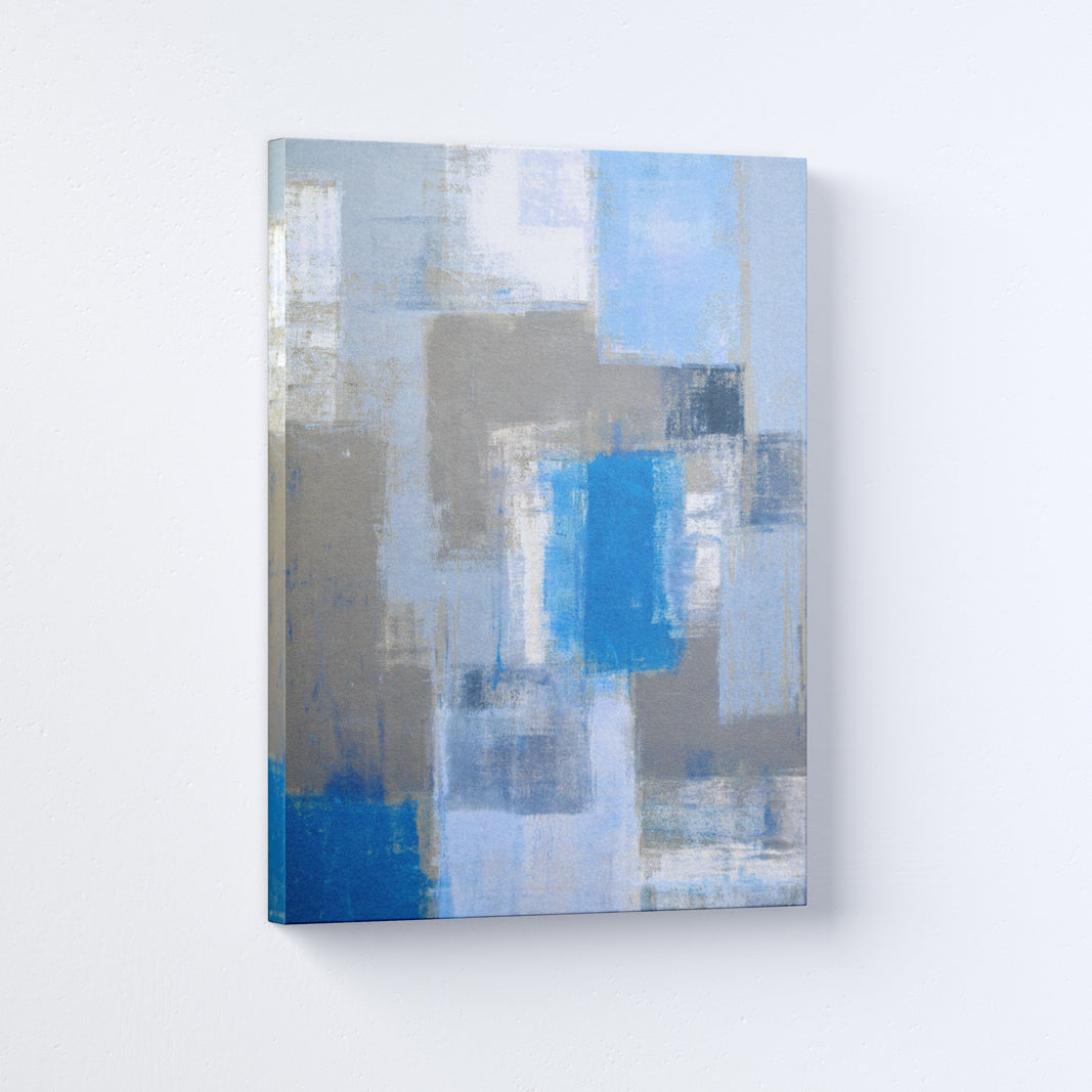 Blue & Grey Abstract Paintings 2 : 3 Vertical Premium Wall Art Canvas by MeriDeewar