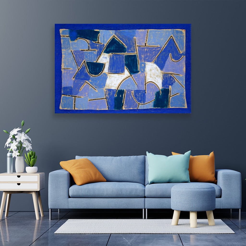 Blue night painting - Meri Deewar 3 : 2 Horizontal Premium Wall Art Canvas by MeriDeewar