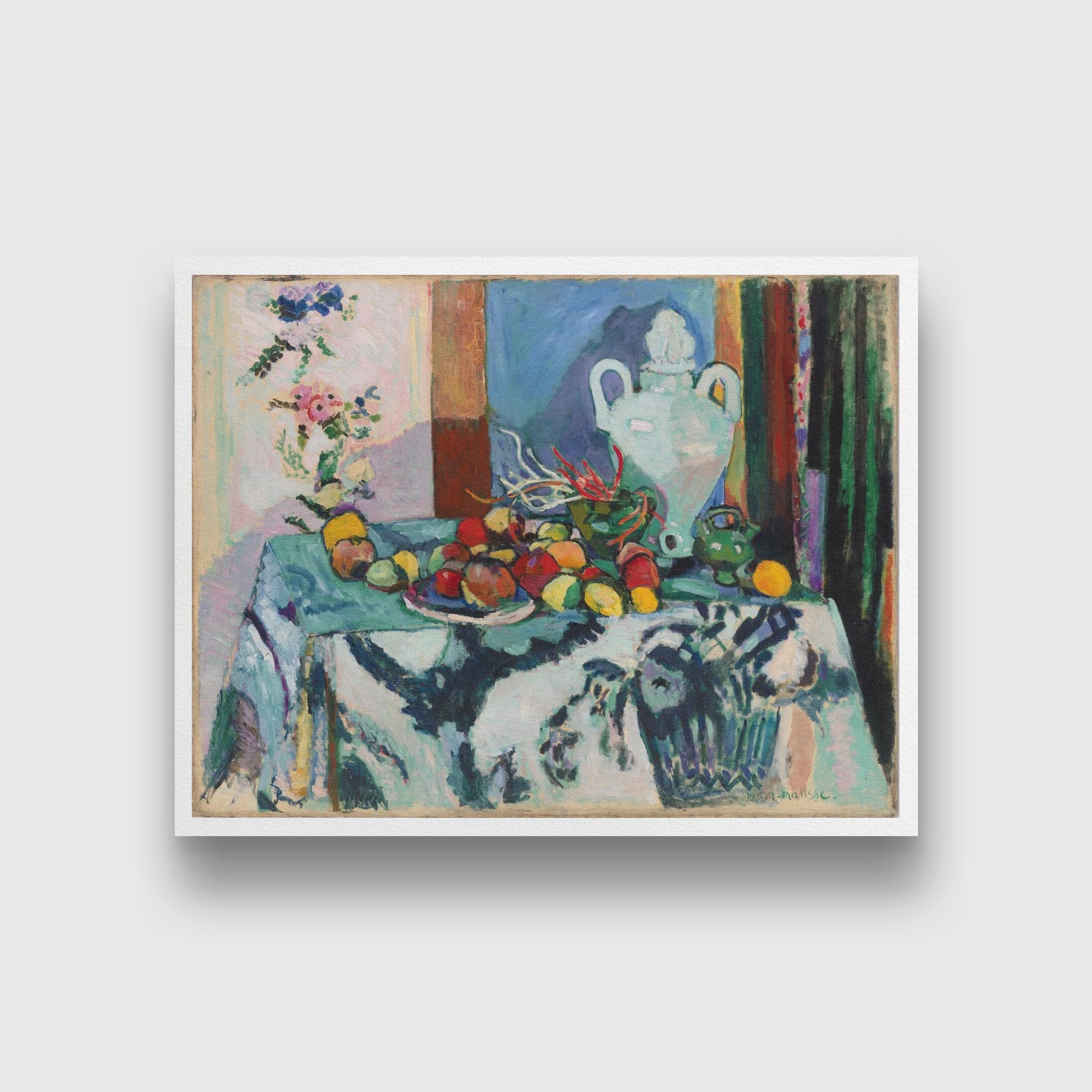 Blue Still Life Painting-Meri Deewar 4 : 3 Horizontal Premium Wall Art Canvas by MeriDeewar