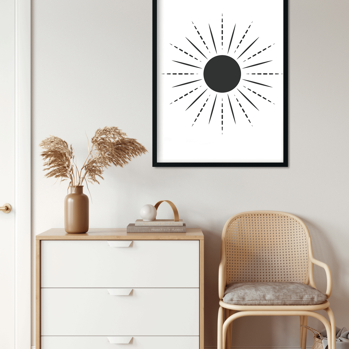 Bohemian Rays Painting 3 : 4 Vertical Premium Wall Art Canvas by MeriDeewar