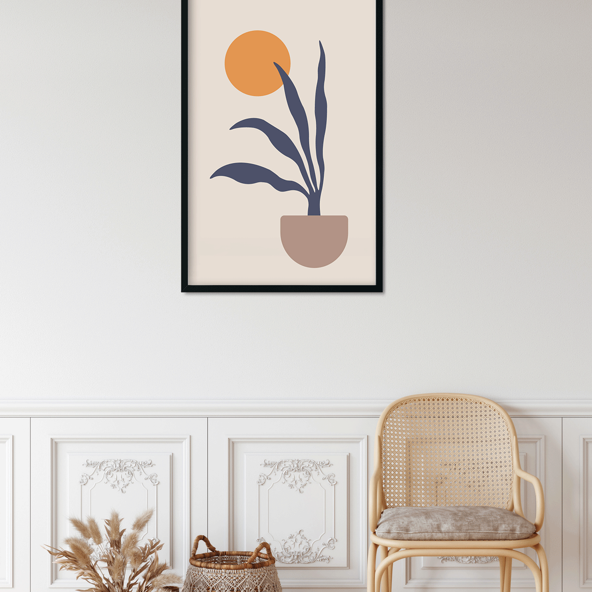 Boho art mid century Painting 2 : 3 Vertical Premium Wall Art Canvas by MeriDeewar