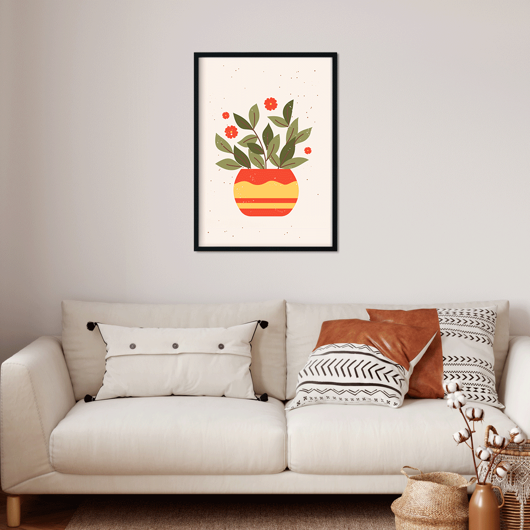 Boho art with floral garden plants colorful Painting 2 : 3 Vertical Premium Wall Art Canvas by MeriDeewar