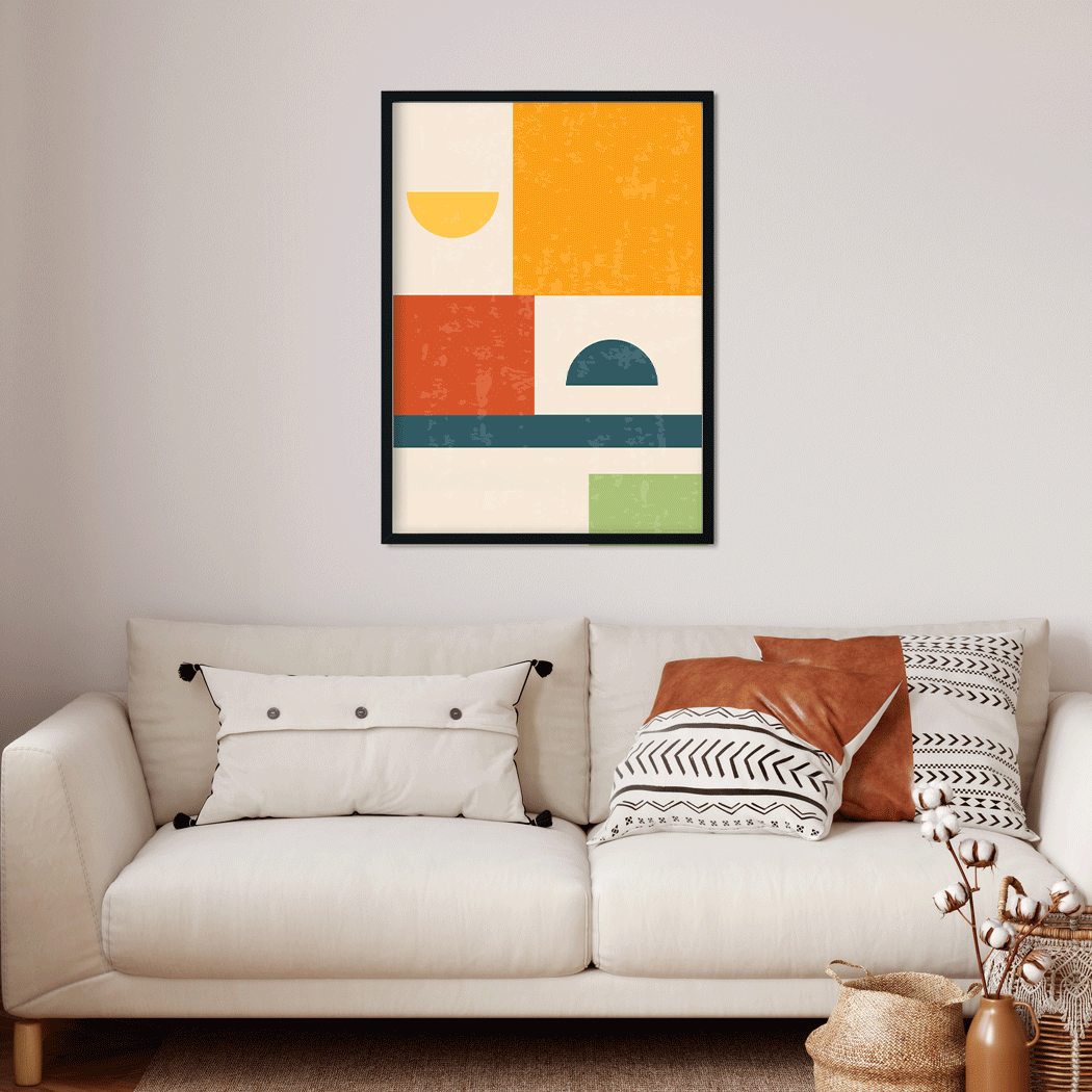 Boho geometric vintage wall art Painting 3 : 4.2 Vertical Premium Wall Art Canvas by MeriDeewar