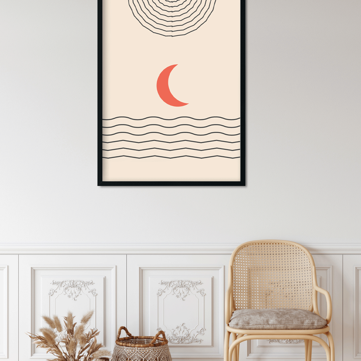 Boho modern abstract Painting 4 X 5.5 Vertical Premium Wall Art Canvas by MeriDeewar