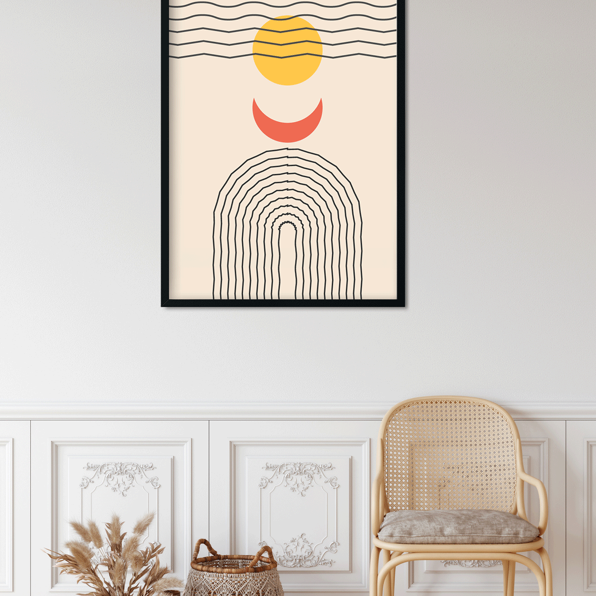 Boho modern poster abstract Painting 4 X 5.5 Vertical Premium Wall Art Canvas by MeriDeewar