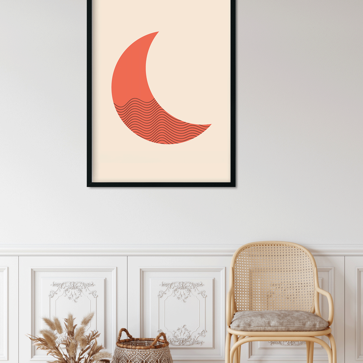 Boho modern poster nature landscapes Painting 4 X 5.5 Vertical Premium Wall Art Canvas by MeriDeewar