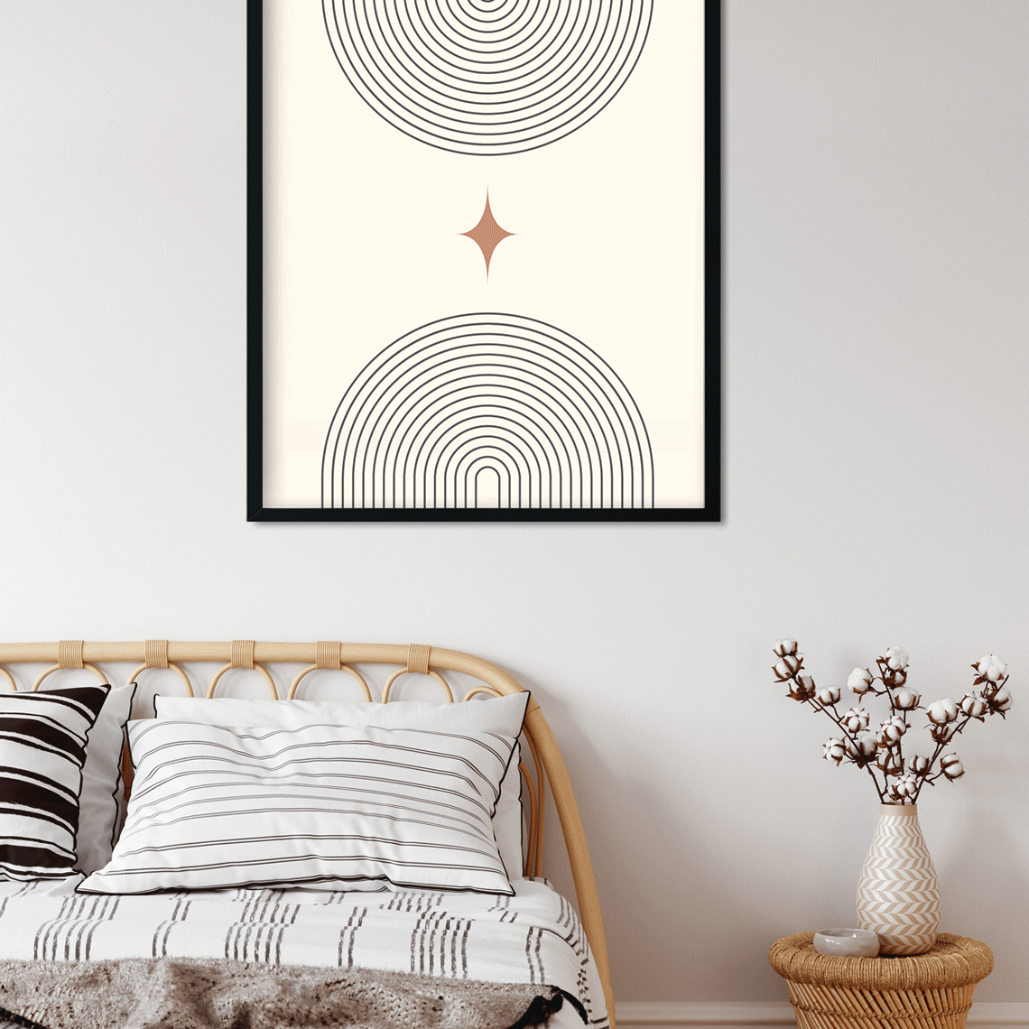 Boho Modern prints with rainbow star moon Painting 5 : 6 Vertical Premium Wall Art Canvas by MeriDeewar