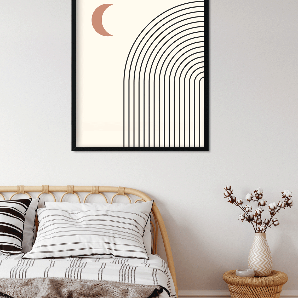 Boho Modern wall art prints with rainbow star moon Painting 5 : 6 Vertical Premium Wall Art Canvas by MeriDeewar