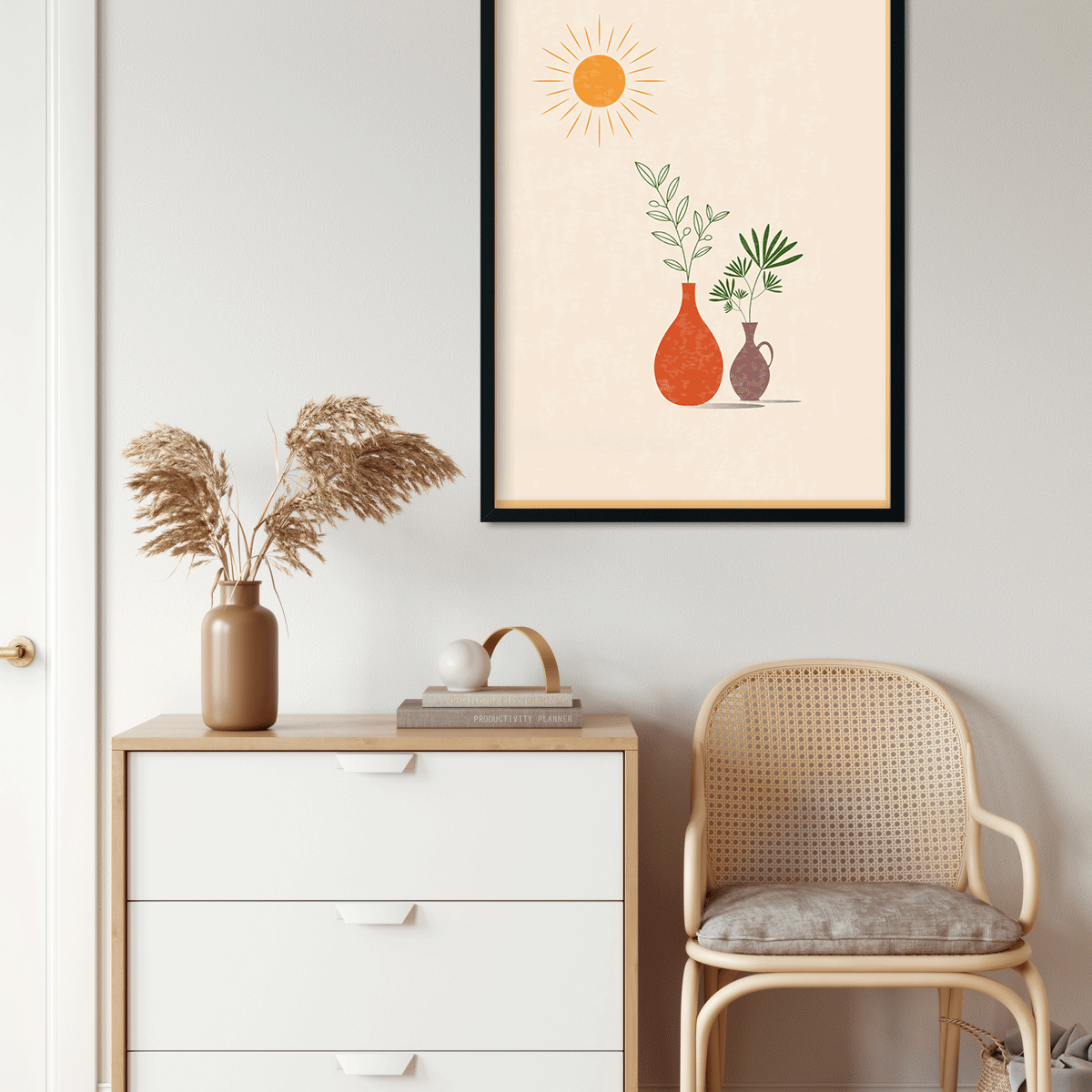 Boho Plant Art Painting 4 X 5.5 Vertical Premium Wall Art Canvas by MeriDeewar