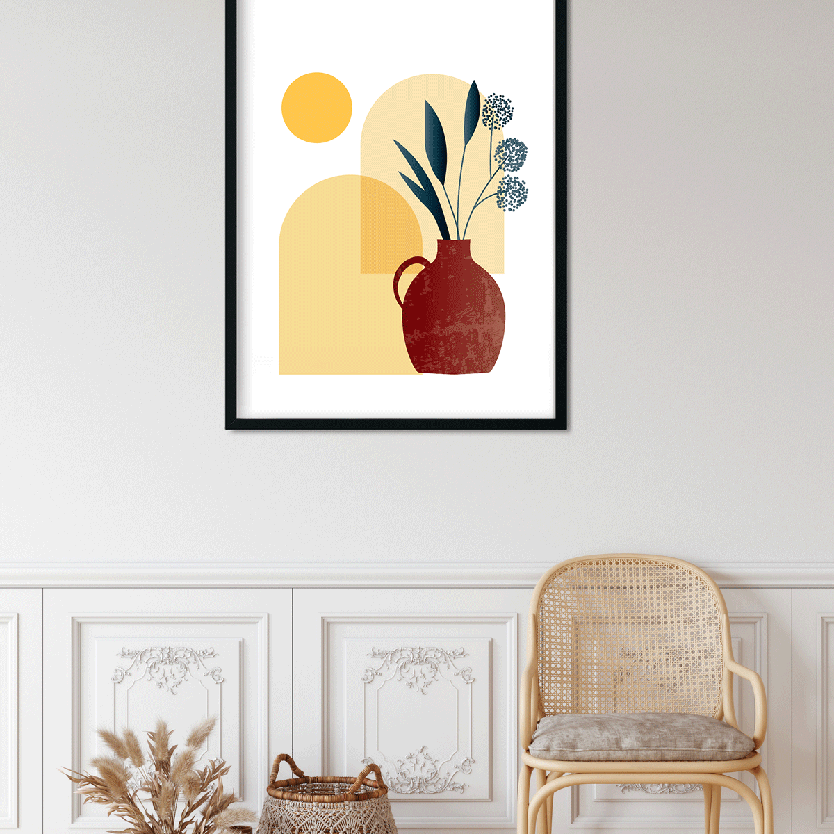 Boho wall art modern Painting 4 X 5.5 Vertical Premium Wall Art Canvas by MeriDeewar