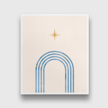 Boho wall art prints with blue rainbow moon golden star Painting 5 : 6 Vertical Premium Wall Art Canvas by MeriDeewar